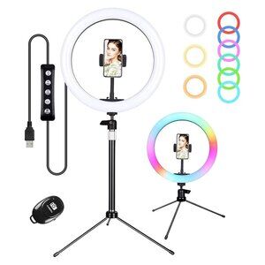 New Zacro 10" RGB Selfie Ring Light with Stand and Phone Holder